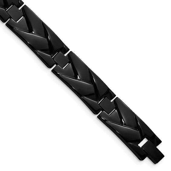SRB3029-9 Chisel Stainless Steel Polished Black IP Plated 9in Bracelet 0