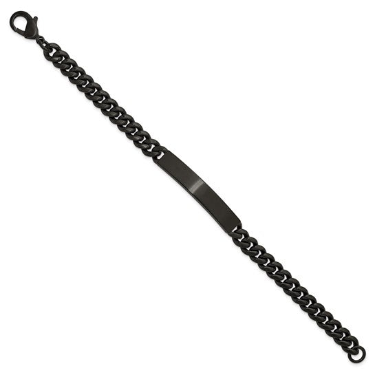 SRB3287 Chisel Stainless Steel Brushed Black IP-plated Curb Link 8mm 8.5 inch ID Bracelet 0
