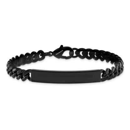 SRB3287 Chisel Stainless Steel Brushed Black IP-plated Curb Link 8mm 8.5 inch ID Bracelet 0