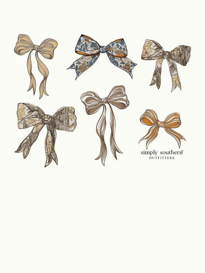 YTH-SS-CUTECAMO-OYSTER Simply Southern Camo Bow T-shirt Oyster