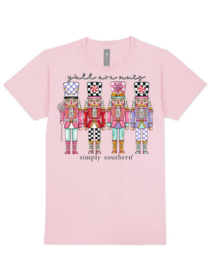 SS-NUTS-PEONY Simply Southern Women's Y'all Are Nuts T-shirt Peony 0
