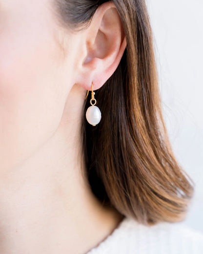1006LG Susan Shaw Gold Plated Freshwater Pearl Drop Earrings