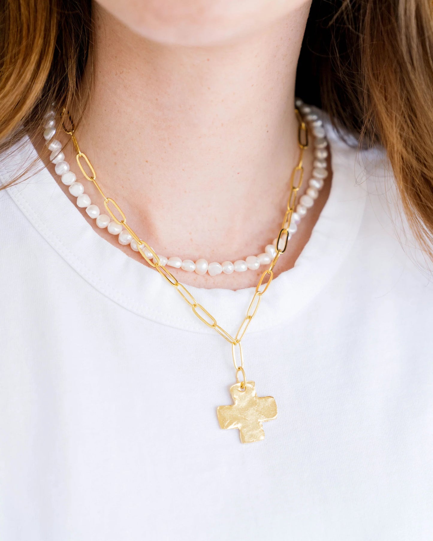 3813C Susan Shaw Gold Plated Piper Paperclip Necklace