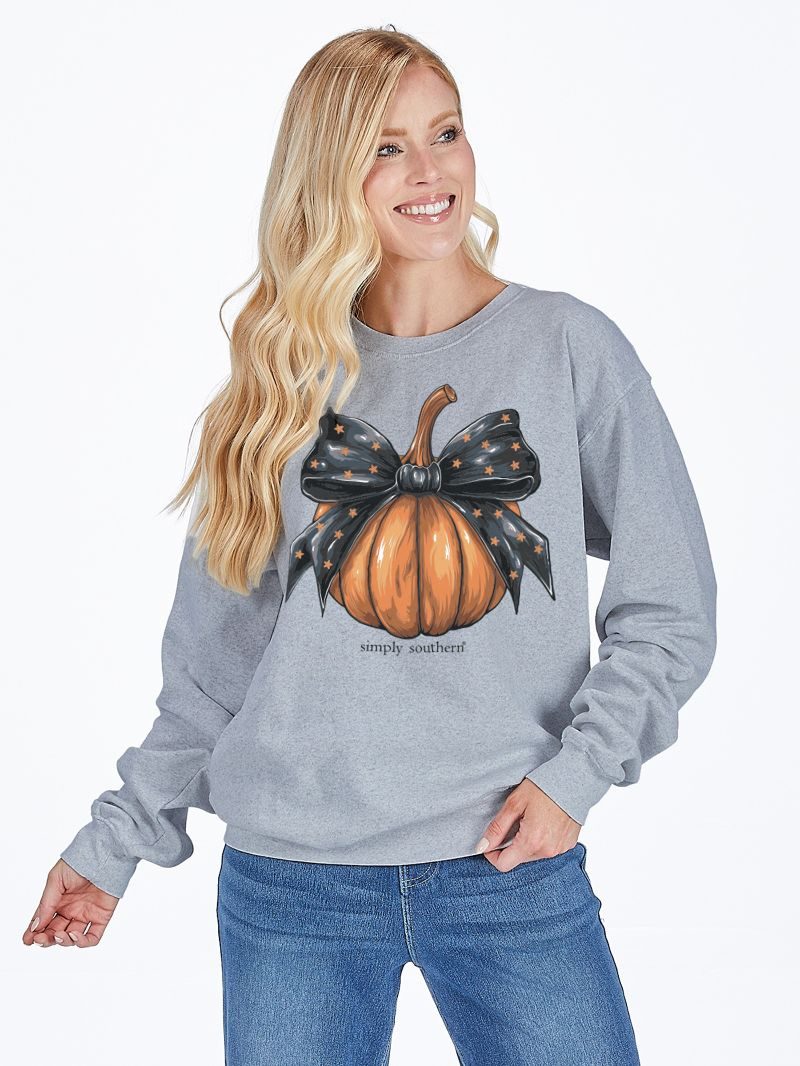 SWT-PUMPKIN-HTHRGRY Simply Southern Women's Pumpkin Sweatshirt Heather Grey 0