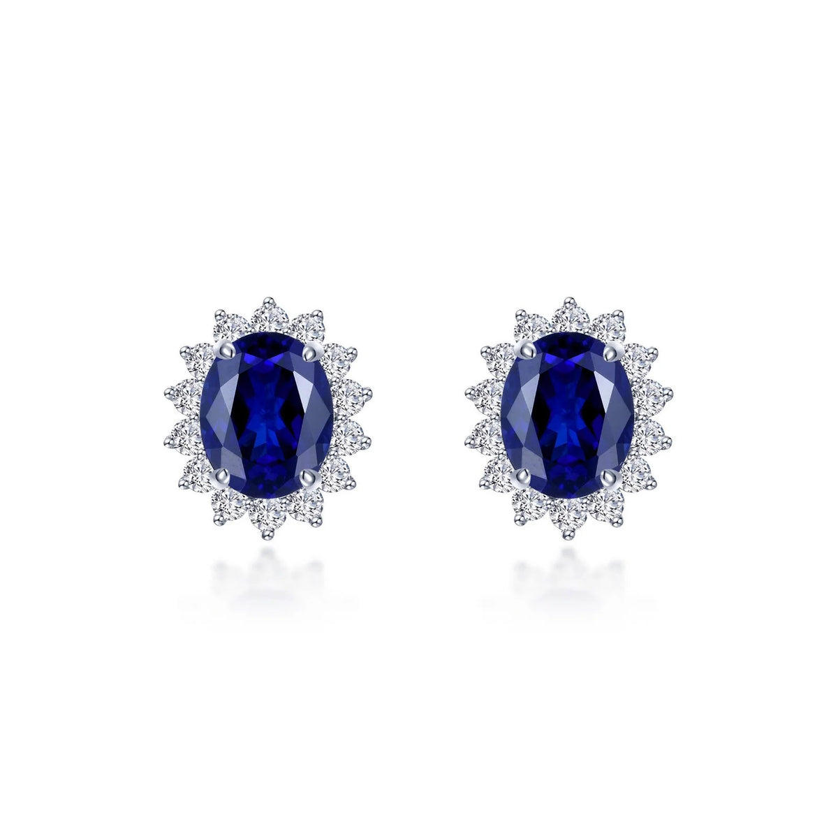 E0308 Lafonn Sterling Silver Lab-Grown Blue Sapphire and Simulated Diamonds Earrings