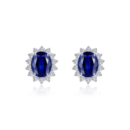 E0308 Lafonn Sterling Silver Lab-Grown Blue Sapphire and Simulated Diamonds Earrings
