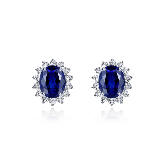 E0308 Lafonn Sterling Silver Lab-Grown Blue Sapphire and Simulated Diamonds Earrings