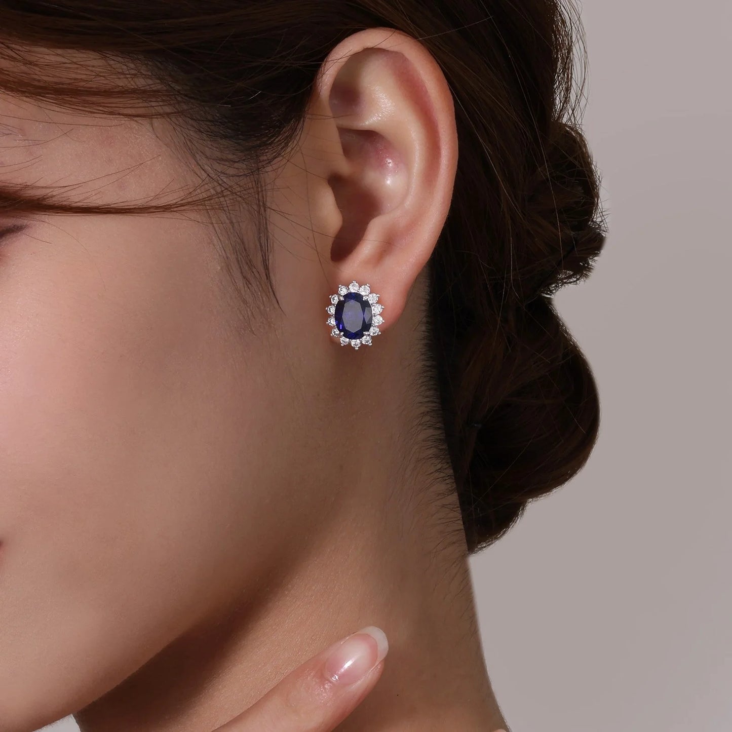 E0308 Lafonn Sterling Silver Lab-Grown Blue Sapphire and Simulated Diamonds Earrings