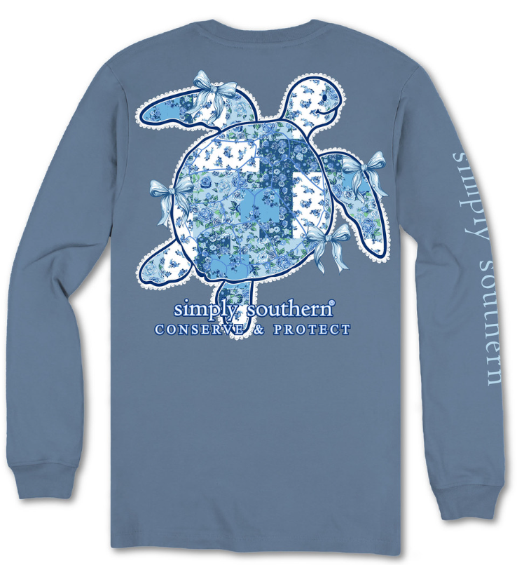 LS-TRACKT1-FLRBL-ICELAND Simply Southern Turtle Tracking Blue Short Sleeve T-Shirt