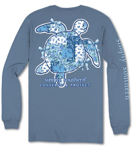 LS-TRACKT1-FLRBL-ICELAND Simply Southern Turtle Tracking Blue Short Sleeve T-Shirt