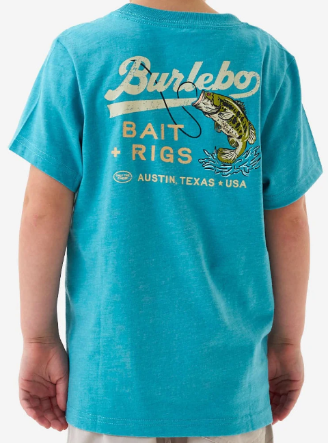 Y-SST-BAR-CYN Youth Burlebo Bait and Rigs Short Sleeve T-Shirt
