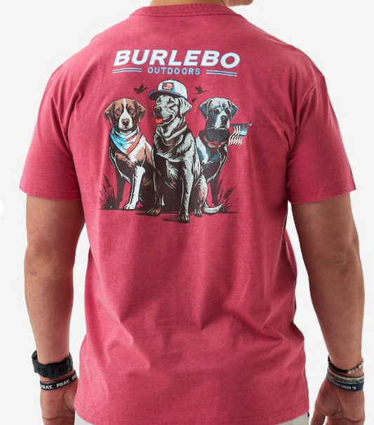 SST-AMDG-HC Burlebo American Dog Short Sleeve T-shirt Heather Crimson