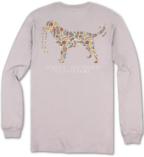 MN-LS-LOGOCAMO-DRFTWOOD Men's Simply Southern Logo Camo Long Sleeve T-Shirt