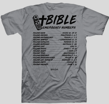 APT5258 Kerusso Bible Emergency Numbers T-Shirt