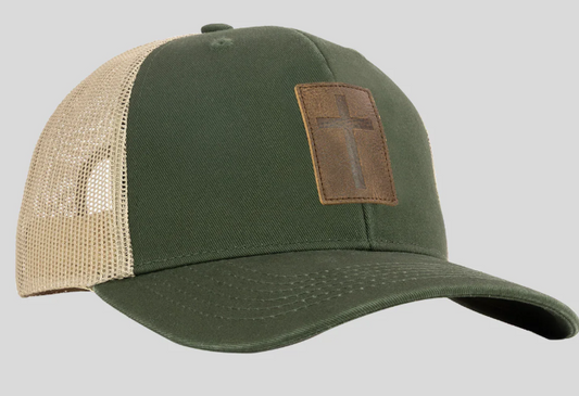 SWC5326 Kerusso Cap Leather Cross Olive