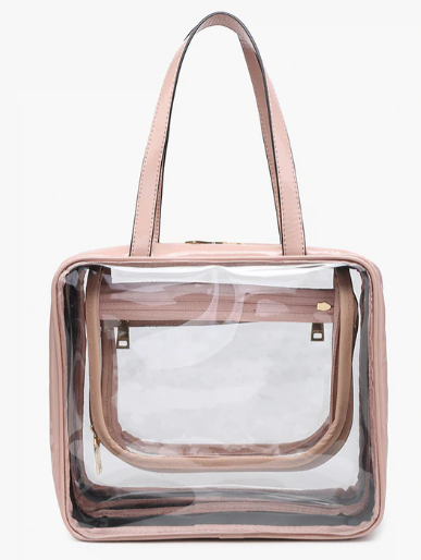 M2521-ND Jen & Co Rae Clear Large Cosmetic Bag Nude
