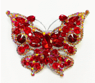 06536R Red Stone Butterfly Brooch