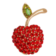 PA5105 Gold Tone Sparkle Apple Brooch