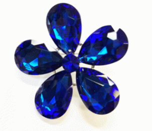 06689 Royal Blue Stone Flower Brooch