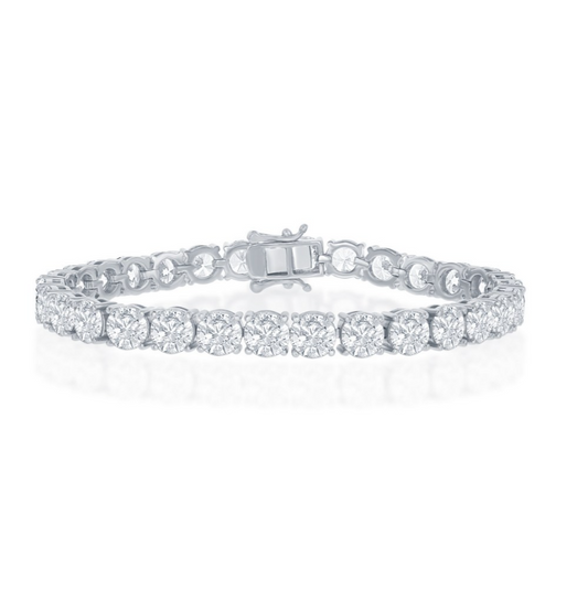 T-8557 SS Classic Imports Sterling Silver, 5mm Round 15.63ctw, Moissanite Tennis Bracelet