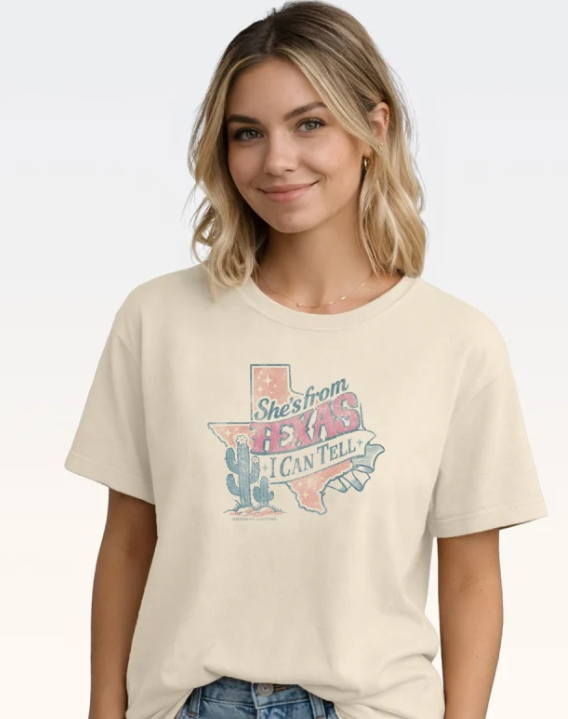 SC1633NA Southern Couture She's From Texas Tee Natural 0