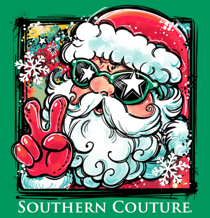 SC1648IG Southern Couture Retro Santa Tee Irish Green 0