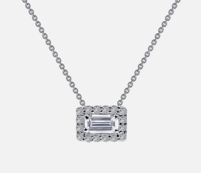 N0105CLP18 Lafonn Sterling Silver .26ctw Lassaire Baguette Halo Pendant 0