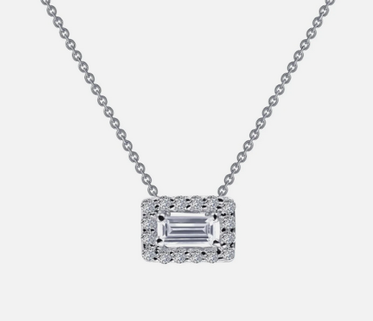 N0105CLP18 Lafonn Sterling Silver .26ctw Lassaire Baguette Halo Pendant 0
