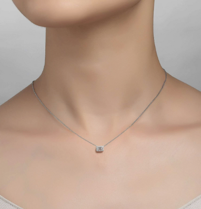 N0105CLP18 Lafonn Sterling Silver .26ctw Lassaire Baguette Halo Pendant 0