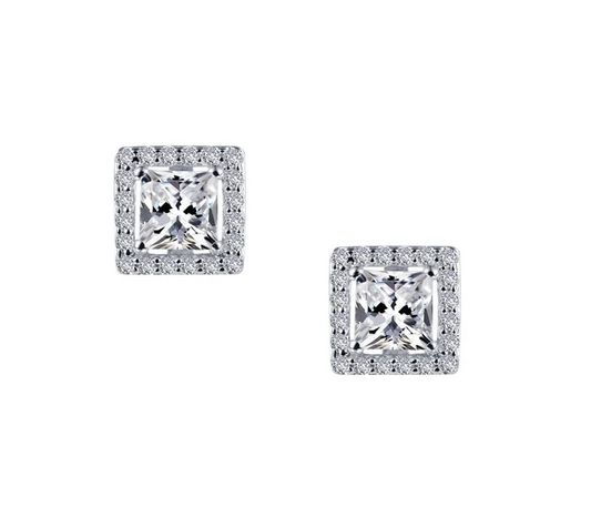 E0327CLP00 Lafonn Sterling Silver 1.52CTTW Lassaire Stone Princess Stud Earrings 0