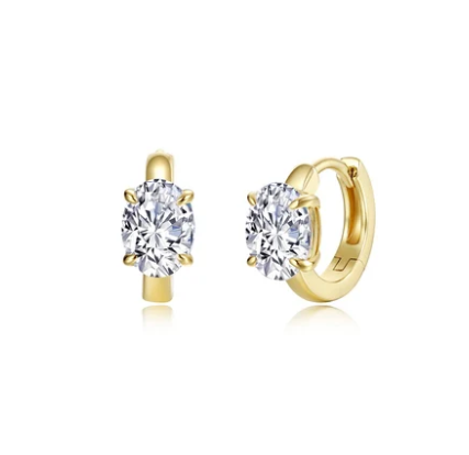 E0722CLG Lafonn Gold Plated Sterling Silver Floating Oval-Cut Huggies 0