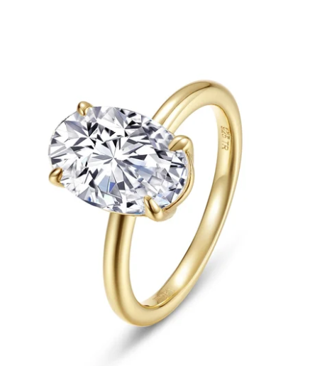 R0591CLG Lafonn Gold Plated Sterling Silver Poise Oval 2.99Ct Lassaire Stone Ring 0