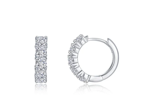 E0648CLP Lafonn Sterling Silver 1.70CTW Lassaire Clara Huggie Hoop Earrings 0