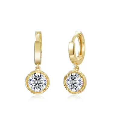 E0731CLG Lafonn Gold Plated Sterling Silver Blossom Cradle Drop on Huggie Earrings 0