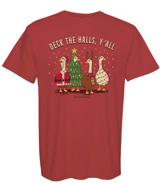 DeckHallY'allGeese-SS Southernology Deck the Halls Y'all Geese T-Shirt 0