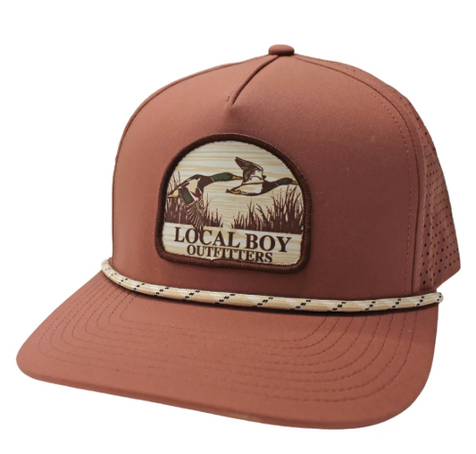 L0500055 Local Boy Youth Mallard Marsh Patch Perforated Rope Hat Brick 0