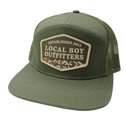 L3000795 Local Boy Vintage Established Badge 7 Panel Hat Dark Green/Green 0