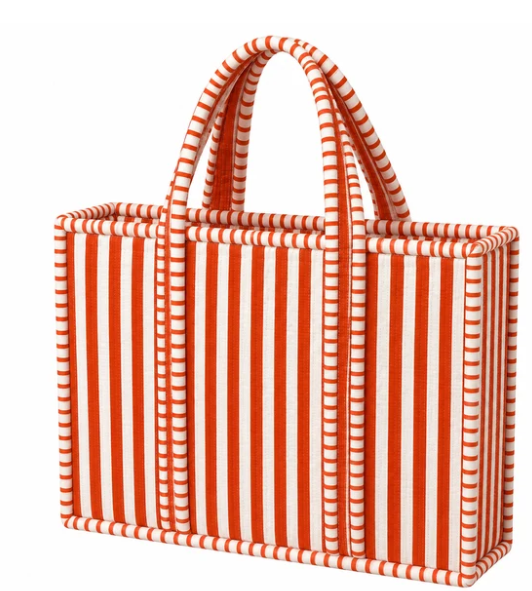 MTB395 Mini Quilted Tote Bag Orange/White Stripe 0
