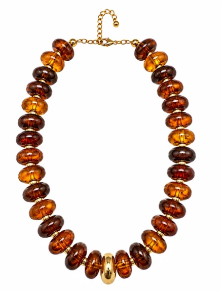 NK1305TT  Gold Accent Candy Necklace Tortoise 0
