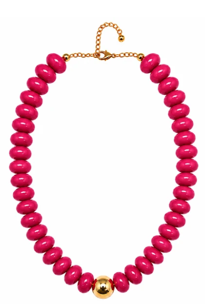 NK1304FS Game Day Candy Beaded Necklaces Fuchsia 0