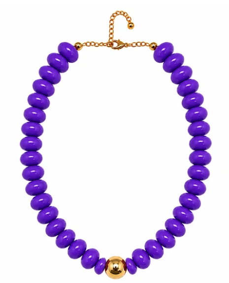 NK1304PP Game Day Candy Beaded Necklaces Purple 0