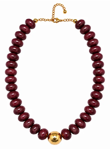 NK1304BR Game Day Candy Beaded Necklaces Burgundy 0