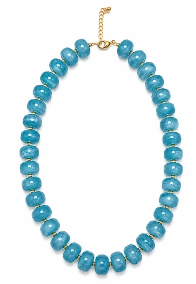NK1302AQUA Luxe Marbled Beaded Candy Necklace Blue 0