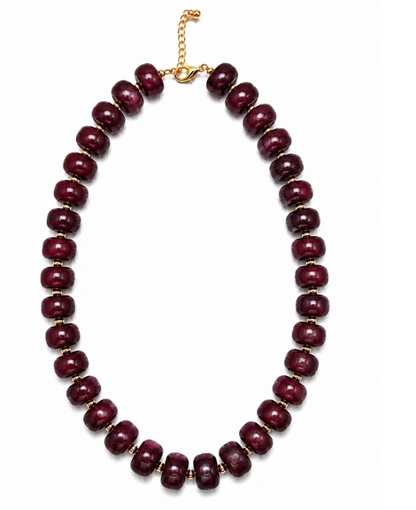 NK1302BGDY Luxe Marbled Beaded Candy Necklace Burgundy 0
