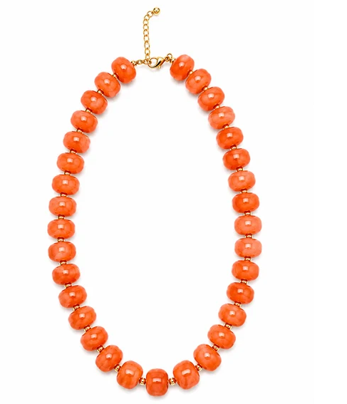 NK1302OR Luxe Marbled Beaded Candy Necklace Orange 0