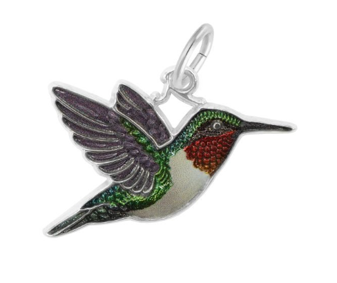 1144 Rembrandt Sterling Silver Painted Hummingbird Charm 0