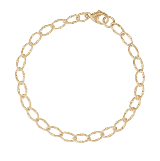 20-0105-008 Rembrandt 8inch Gold Plated Sterling Silver Dapped Single Curb Link Bracelet 0