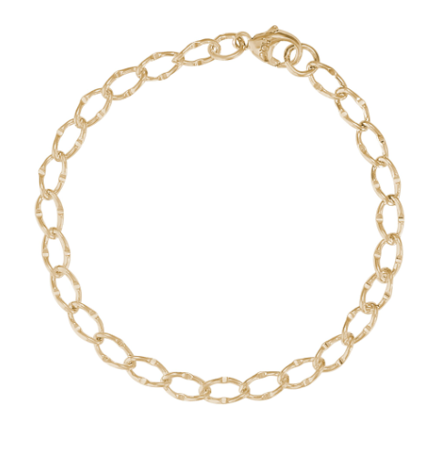 20-0105-007 Rembrandt 7inch Gold Plated Sterling Silver  Dapped Single Link Curb Classic Bracelet 0