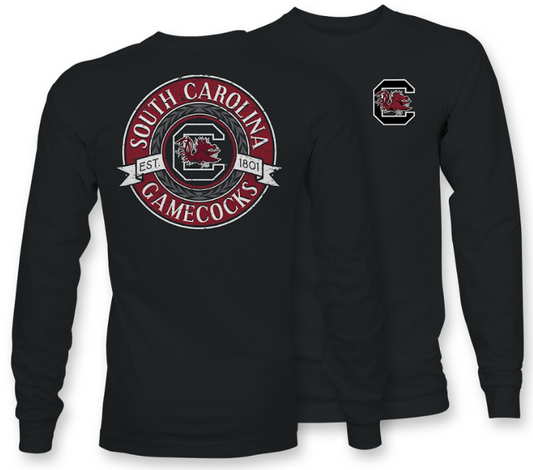 GC-22954-1410-XBL Palmetto Shirt Co. Gamecock Distressed Circle Long sleeve T-shirt Black 0