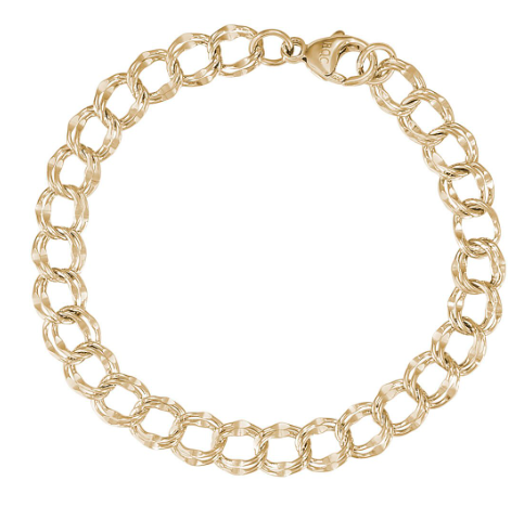 20-0118-007 Rembrandt Gold Plated Sterling Silver 7inch Large Double Link Dapped Curb Classic Bracelet 0